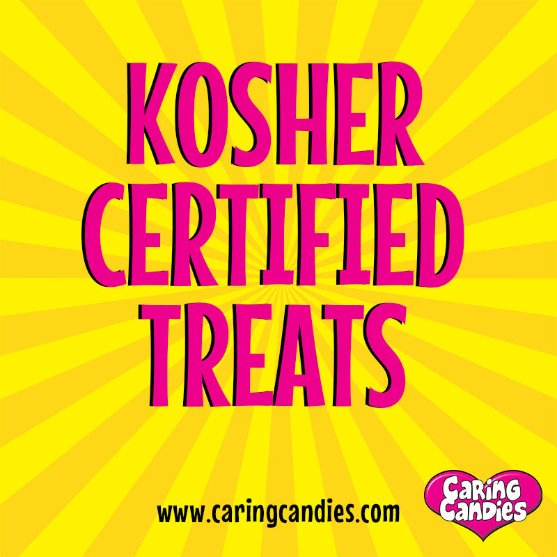 Kosher Certified treats including sweets, chocolates and snacks available online at www.caringcandies.com