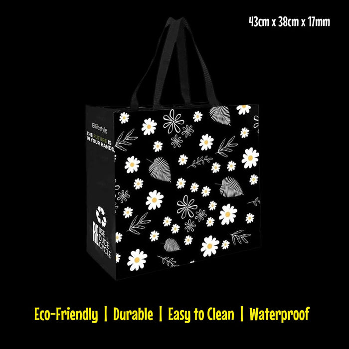 Reusable Shopping Bag - Black and White Design | Eco-Friendly | Caring Candies