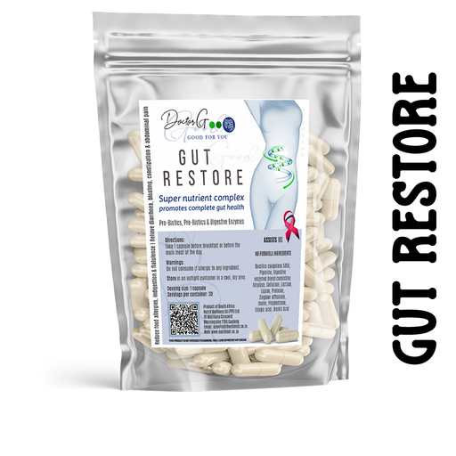 Gut Restore supernutrient capsules, which promotes gut health, improves digestion, reduces inflammation, and promotes a thriving gut microbiome. prebiotic, probiotic and digestive enzymes