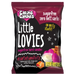 Packaging of 100g Caring Candies Sugarfree Little Lovies assorted comforting flavoured sweets like fudge, toffee, and condensed milk, on a transparent background