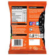 Back view of Packaging of 100g Caring Candies Sugarfree Little Lovies assorted citrus flavoured sweets like banana, pine-orange, and passion fruit, on a transparent background