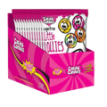 Retail display Box of 12x80g Caring Candies Sugarfree Little Lollies packets a transparent background