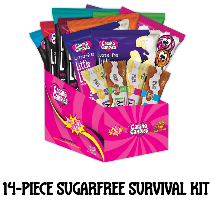 Caring Candies Sugar-Free SWEET CRAVINGS SURVIVAL KIT | 14 Piece Assorted Pack