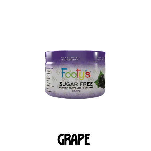 170g container of Footy's Grape flavoured sugar-free powdered drink mix 