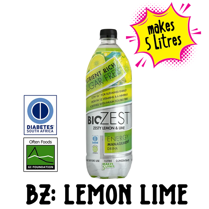 1L Biozest Lemon Lime Fruit Sugarfree Diabetic Energy Management Cordial Drink Concentrate