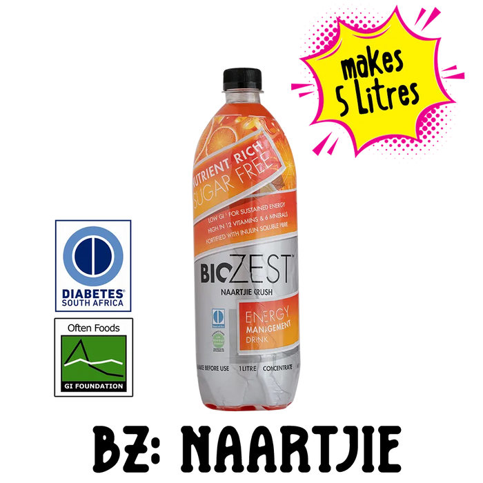 1L Biozest Naartjie Sugarfree Diabetic Energy Management Cordial Drink Concentrate