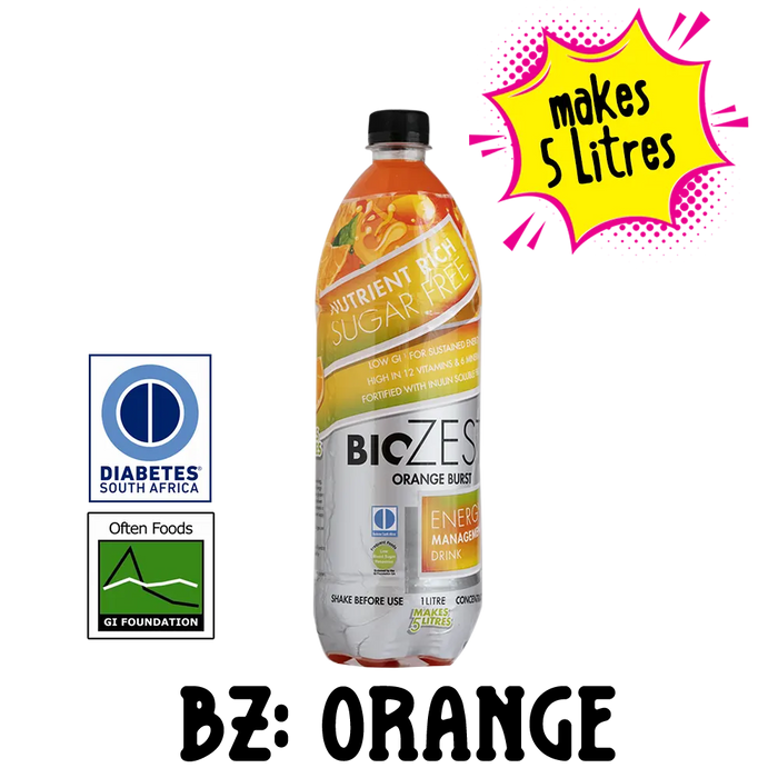 1L Biozest Orange Burst Sugarfree Diabetic Energy Management Cordial Drink Concentrate