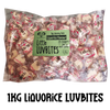 1kg catering pack of caring candies sugar free little luvbites white chocolate hearts in a liquorice flavour