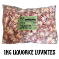 1kg catering pack of caring candies sugar free little luvbites white chocolate hearts in a liquorice flavour