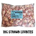 Bulk 1kg catering pack of caring candies sugarfree little luvbites white chocolate hearts strawberry flavoured