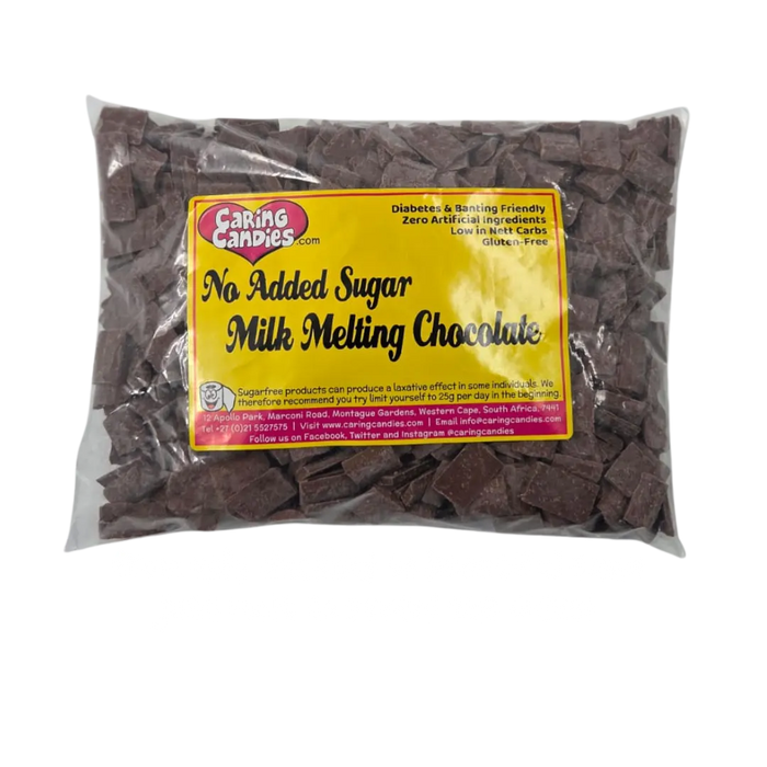 Bag of no added sugar 1kg premium sugar-free milk chocolate for melting and baking
