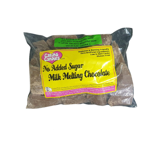 1kg No Added Sugar Milk Chocolate by Caring Candies, which is ideal for baking or home made treats suitable for diabetics, and those following a low carb, or keto diet