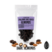 Packaging of no added sugar dark chocolate-coated almonds with a visible label on a white background