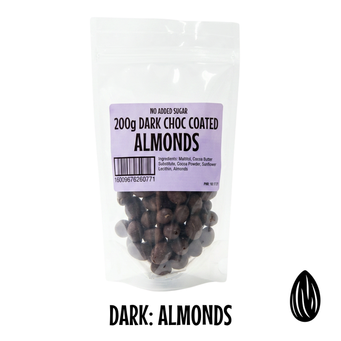 Choc Coated: DARK Coated ALMONDS 200g