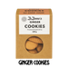 Package of ZuZanna's Sugarfree Ginger Cookies with a clear window showing cookies inside on a clear background.