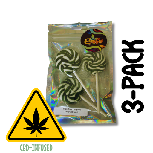 Pack of 3 sugarfree CBD infused lollipops without THC