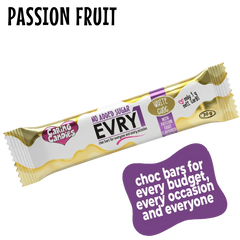 Chocolate: 30g | WHITE with PASSION FRUIT Crunch Evry1 Bar