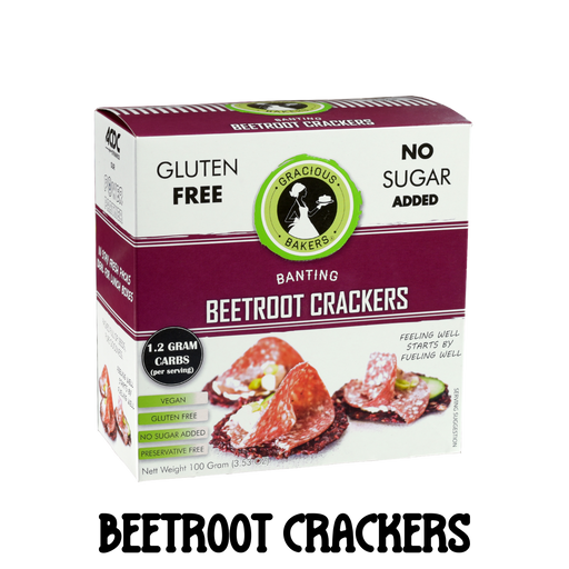 Gluten free Beetroot Seed Crackers from Gracious Bakers. Sugar free, and suitable for Diabetics, banting, and keto diets