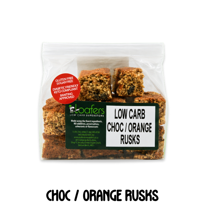 Packet of Loafers Sugarfree Glutenfree Low Carb keto Choc Orange Rusk