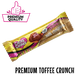 Caring Candies Premium sugarfree Toffee Crunch chocolate bar packaging on a clear background