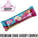 50g Sugarfree White chocolate with sour cherry flavoured candy crunch by caring candies