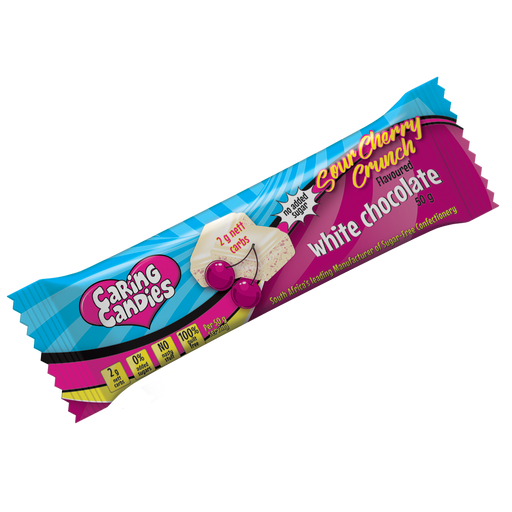 Caring candies Sugarfree 50g premium white chocolate with a sour cherry crunch
