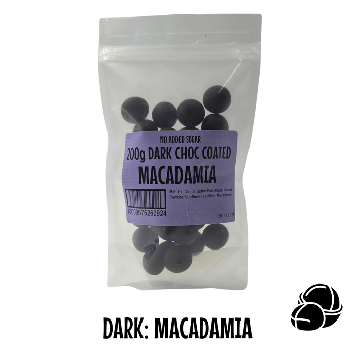 Choc Coated: DARK Coated MACADAMIA 200g