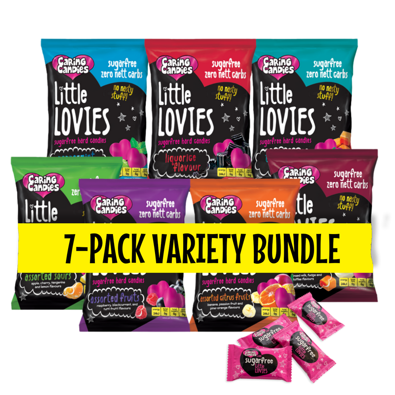 7x100g assorted sugarfree caring candies little lovies sweets