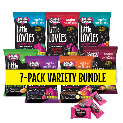 7x100g assorted sugarfree caring candies little lovies sweets