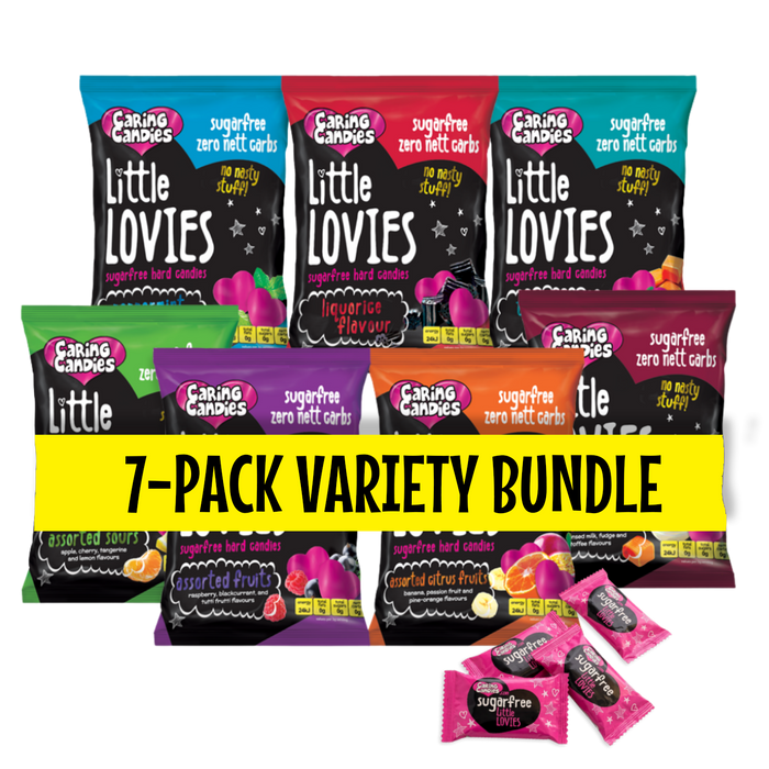 7x100g assorted sugarfree caring candies little lovies sweets