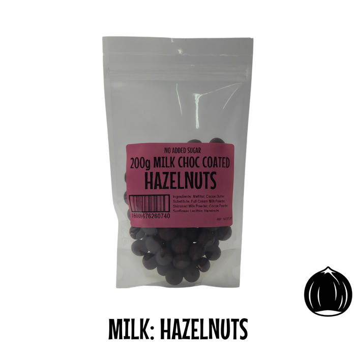 Choc Coated: MILK Coated HAZELNUTS 200g