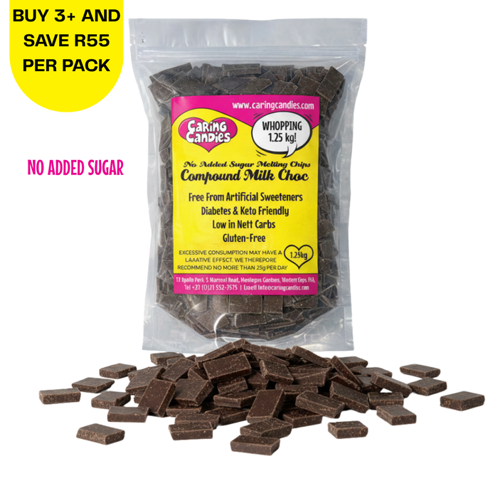 Pack of 1.25kg No Added Sugar Milk Compoung Melting Chocolate Chips