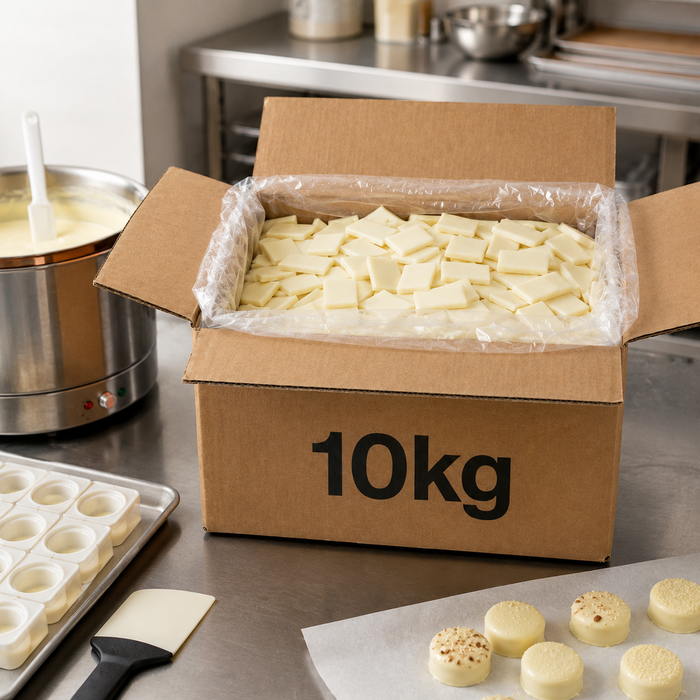 Caring Candies No Added Sugar Compound Melting Choc | WHITE | 10kg Bulk Catering pack