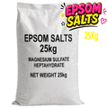25KG Bag of Epsom salts with text and branding on a white background