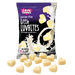 Packaging of Caring Candies No Added Sugar Little LUVBITES Liquorice flavoured white Belgian chocolate hearts on a transparent background