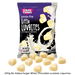 Packaging of Caring Candies No Added Sugar Little LUVBITES Liquorice flavoured white Belgian chocolate hearts on a transparent background