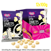 bulk pack of 12x100g no added sugar premium white chocolate luvbites with a liquorice flavour