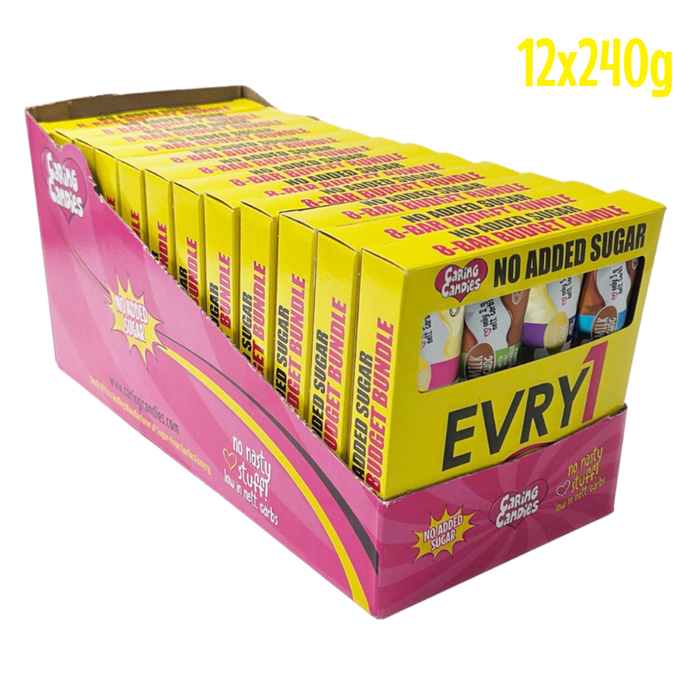 Box of 12 8x30g no added sugar EVRY1 chocolate bars