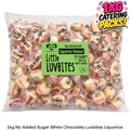 1kg catering pack of caring candies sugar free little luvbites white chocolate hearts in a liquorice flavour