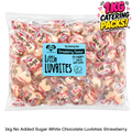 Bulk 1kg catering pack of caring candies sugarfree little luvbites white chocolate hearts strawberry flavoured