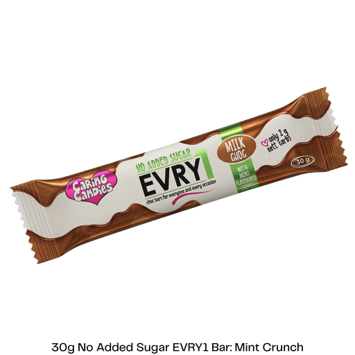 Caring Candies No Added Sugar EVRY1 Milk chocolate with peppermint flavoured crunch bar