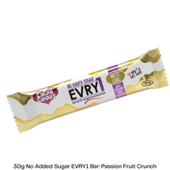 Caring Candies EVRY1 No Added Sugar Choc Bar | WHITE + PASSION FRUIT CRUNCH | 30g
