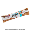 EVRY milk chocolate bar with no added sugar on a white background