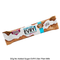 EVRY milk chocolate bar with no added sugar on a white background