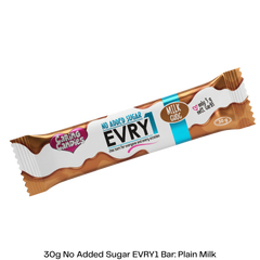 Caring Candies EVRY1 No Added Sugar Choc Bar | PLAIN MILK | 30g