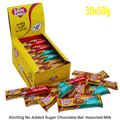Box of Caring Candies with assorted milk chocolate bars on a white background