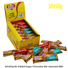 Caring Candies No Added Sugar Chocolate | ASSORTED MILK | 30x50g Shipper