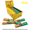 Box of Caring Candies milk chocolate bars with mint crunch, featuring a yellow box and colorful packaging.