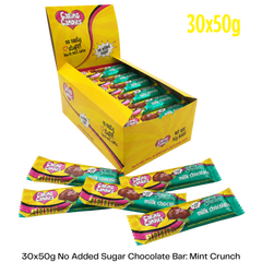 Caring Candies No Added Sugar Chocolate | MILK + MINT CRUNCH | 30x50g Shipper
