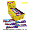 Box of Caring Candies white chocolate bars with packaging details on a white background